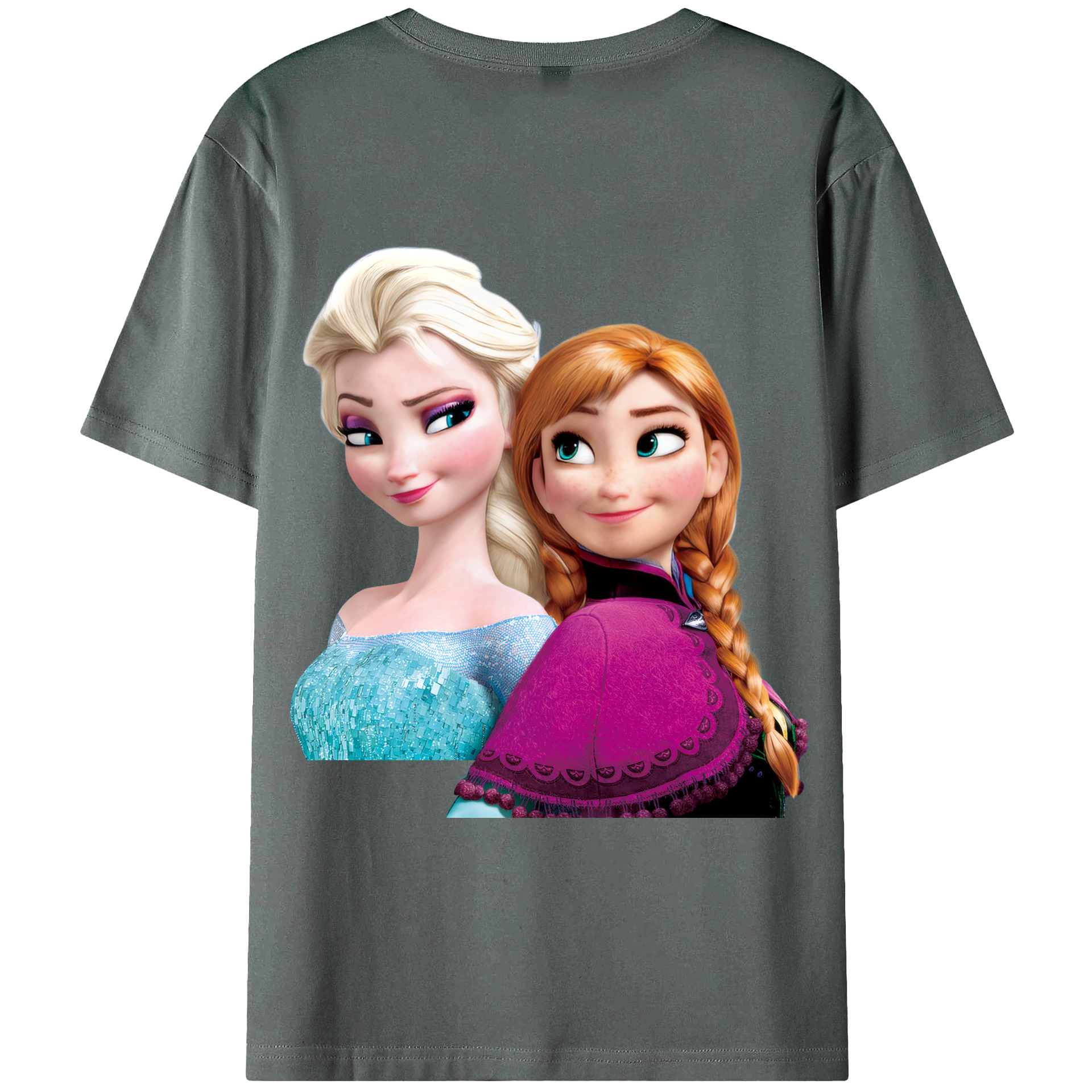 （画像用） アナと雪の女王 アンナ エルサ Frozen Anna Elsa 綿100％ メンズ半袖Tシャツ（バックプリント） 通気性